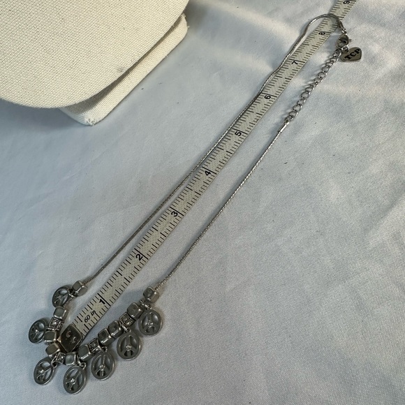 Silvertone multi peace sign charm style dangle necklace - Picture 3 of 5